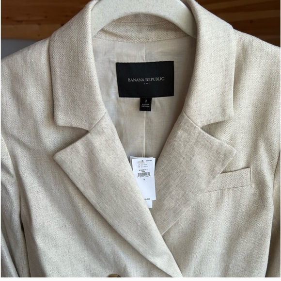 NWOT Banana Republic Linen Cotton Cropped Blazer - Picture 2 of 9